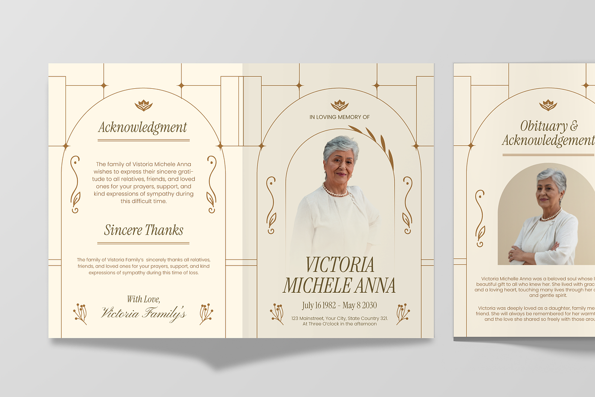 Funeral Program Bifold Brochure, a Flyer Template by Annora Studio (Photo 6 of 6)