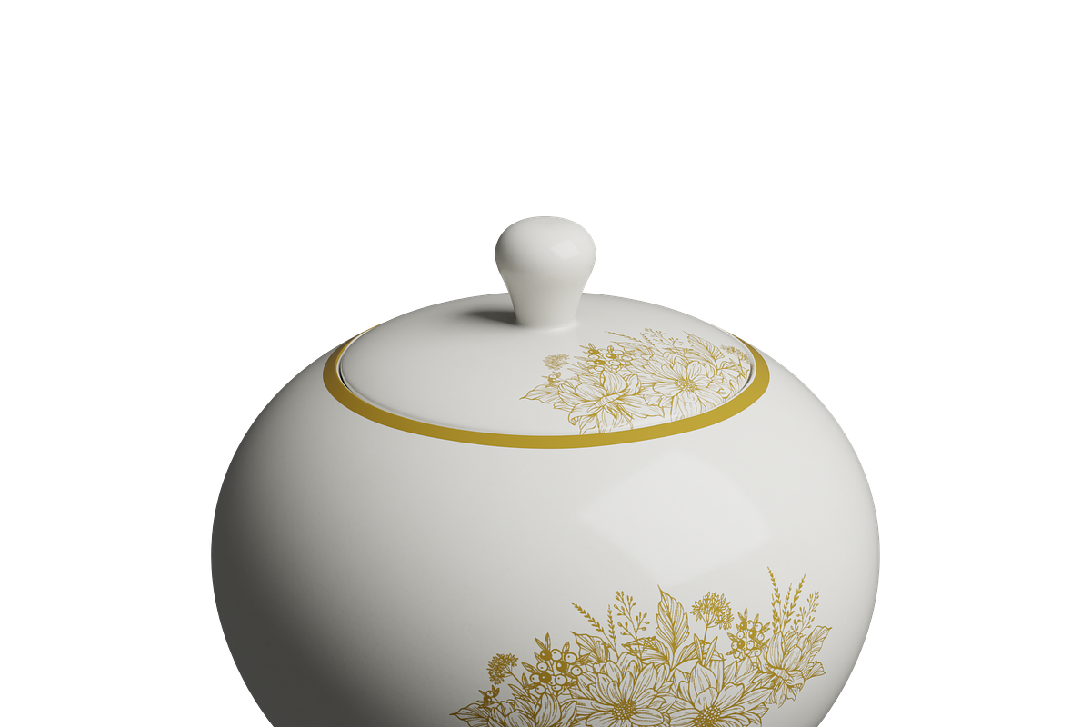 Gold Trim Sugar Bowl 3D, an Object 3D Model by Wencory (Photo 1 of 2)