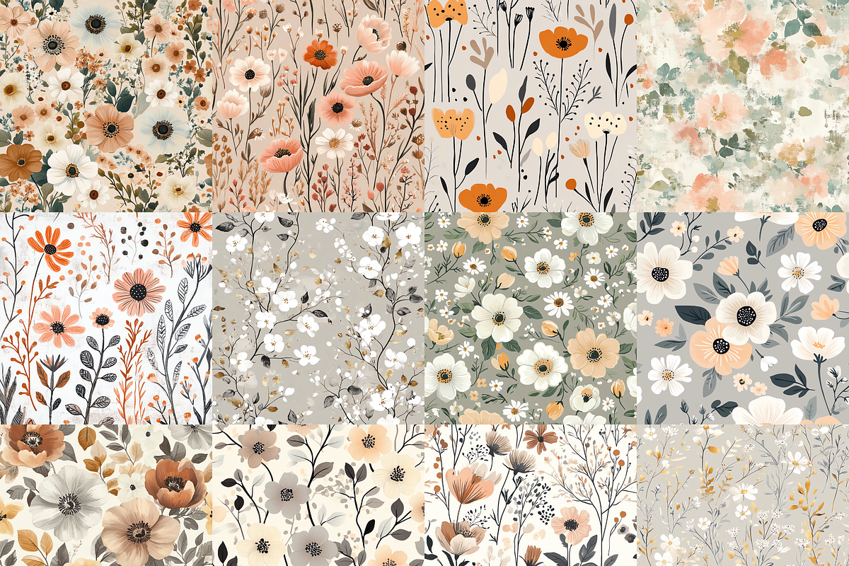 Muted Boho Florals Digital Paper, a Background Graphic by LA Design (Photo 4 of 10)