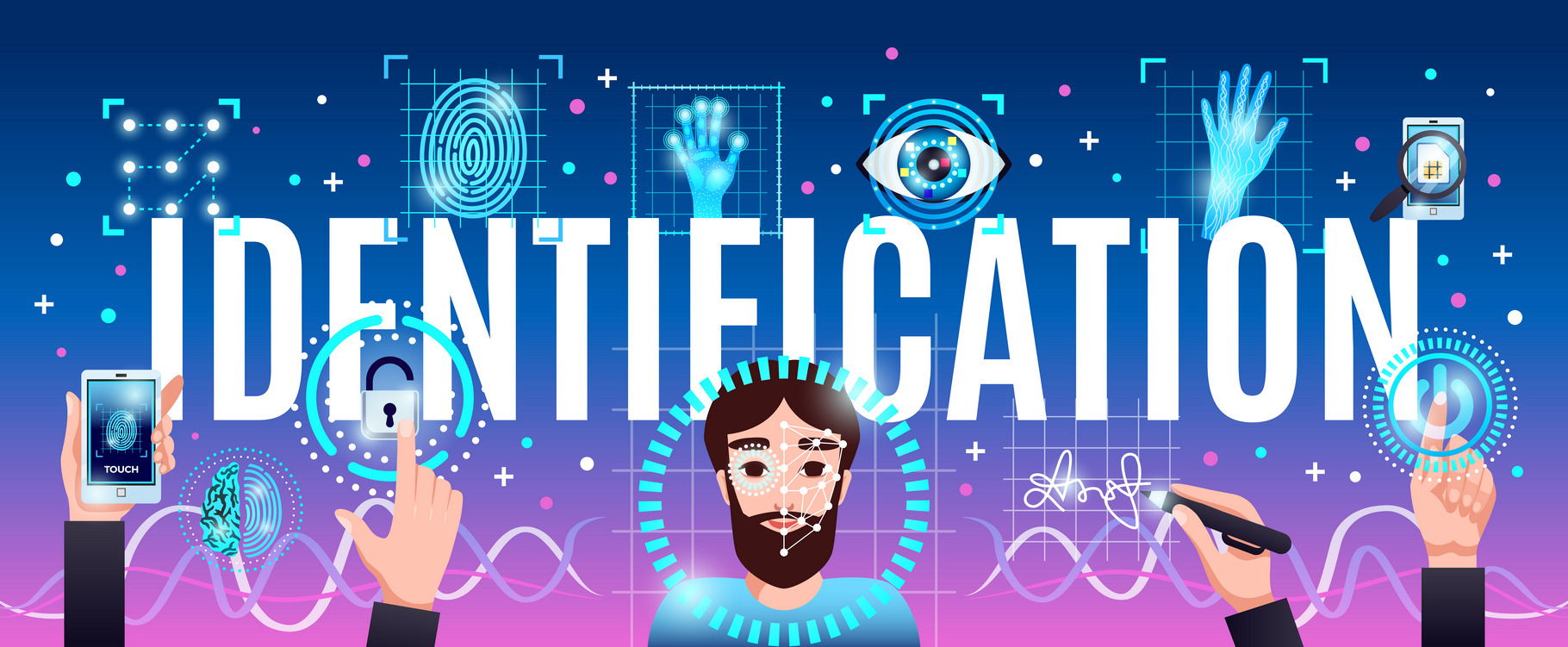 Identification innovative header, a Person Illustration by Macrovector