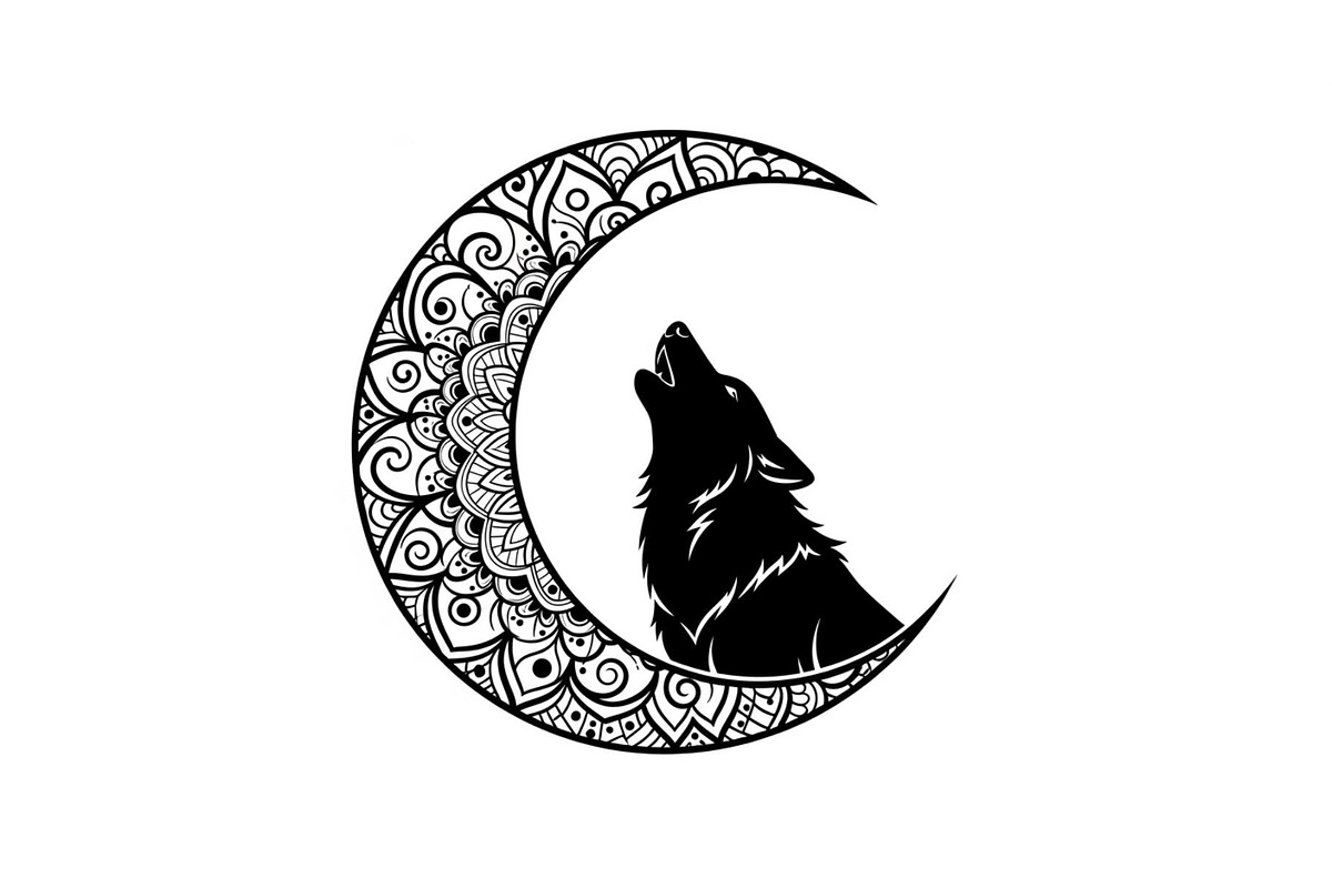 Mandala Moon Wolf SVG Bundle, an Illustration by Gaye Art (Photo 5 of 31)