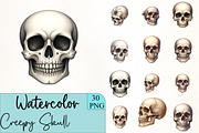 Creepy Skull Clipart, an Illustration by CrexoraLab (Thumbnail 1 of 5)