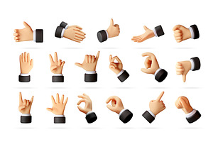 Collection of 3d hand gestures in, an Object Illustration by Abscent