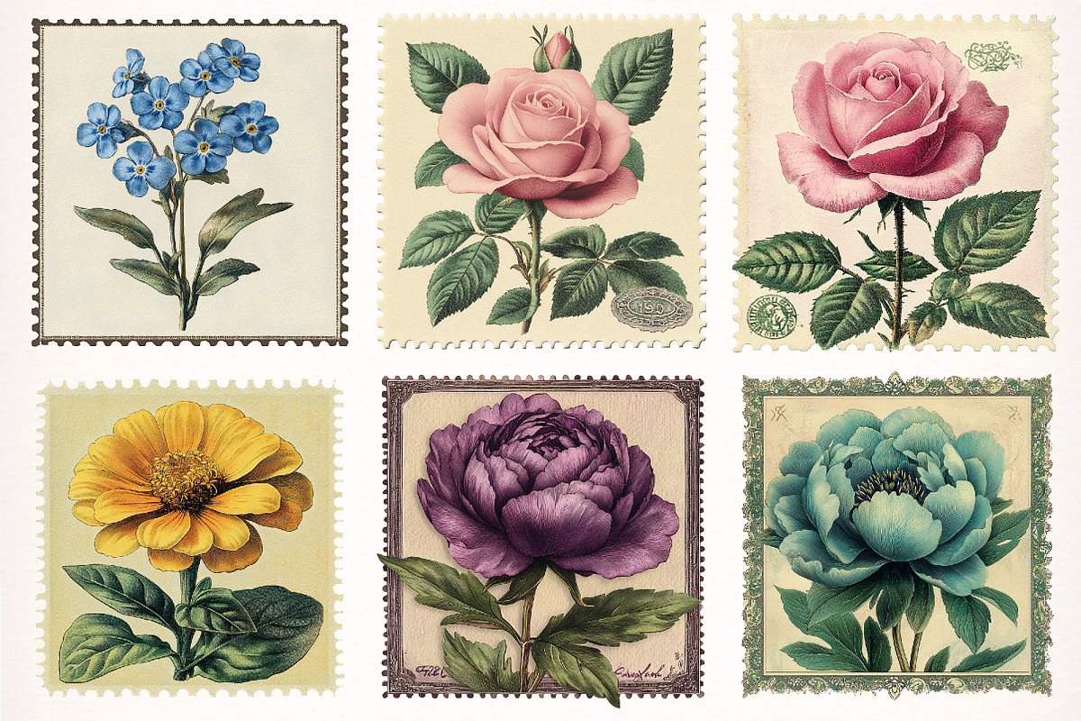 Flowers Stamp Postage Clipart, a Transportation Illustration by Digital Artistic99 (Photo 2 of 10)