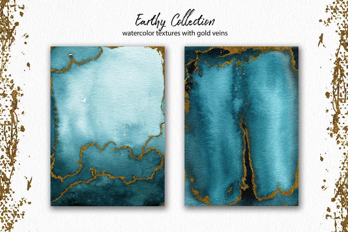 Earthy Watercolor with Gold Veins, a Texture Graphic by Marmoris.Arts (Photo 5 of 13)