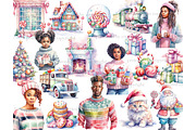 Pastel Christmas Clipart, a Person Illustration by GlamArtZhanna (Thumbnail 2 of 5)