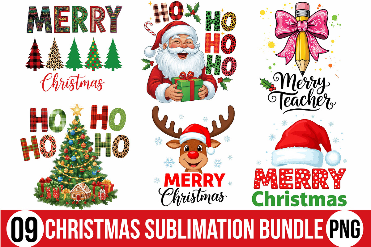 Christmas Sublimation Design Bundle, an Illustration by Designking (Photo 1 of 5)