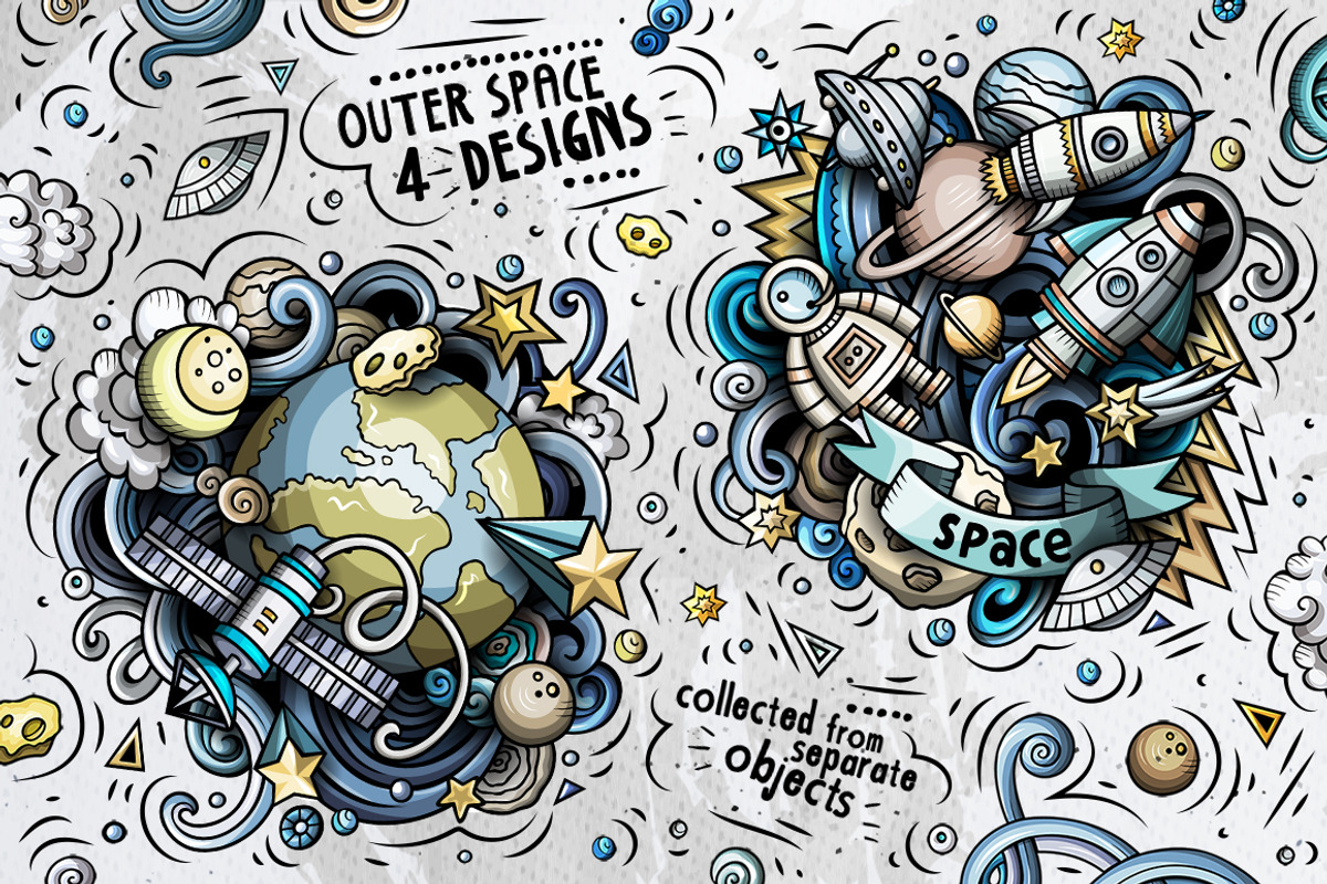 Space Cartoon Doodle Big Pack, a Decorative Illustration by BALABOLKA (Photo 3 of 8)