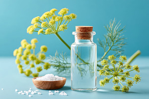 Herbal essence in a glass bottle with sea salt, a Health & Medical Photo by AlyaAnd