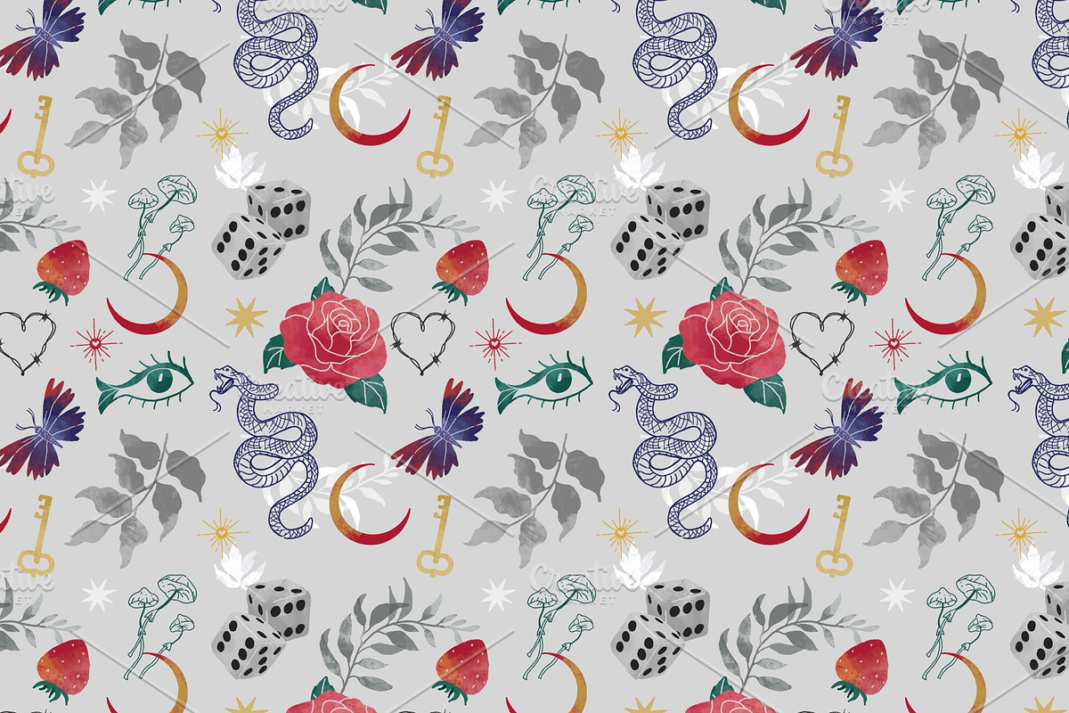 8 seamless esoteric patterns, a Decorative Illustration by SvetaDraws (Photo 4 of 11)