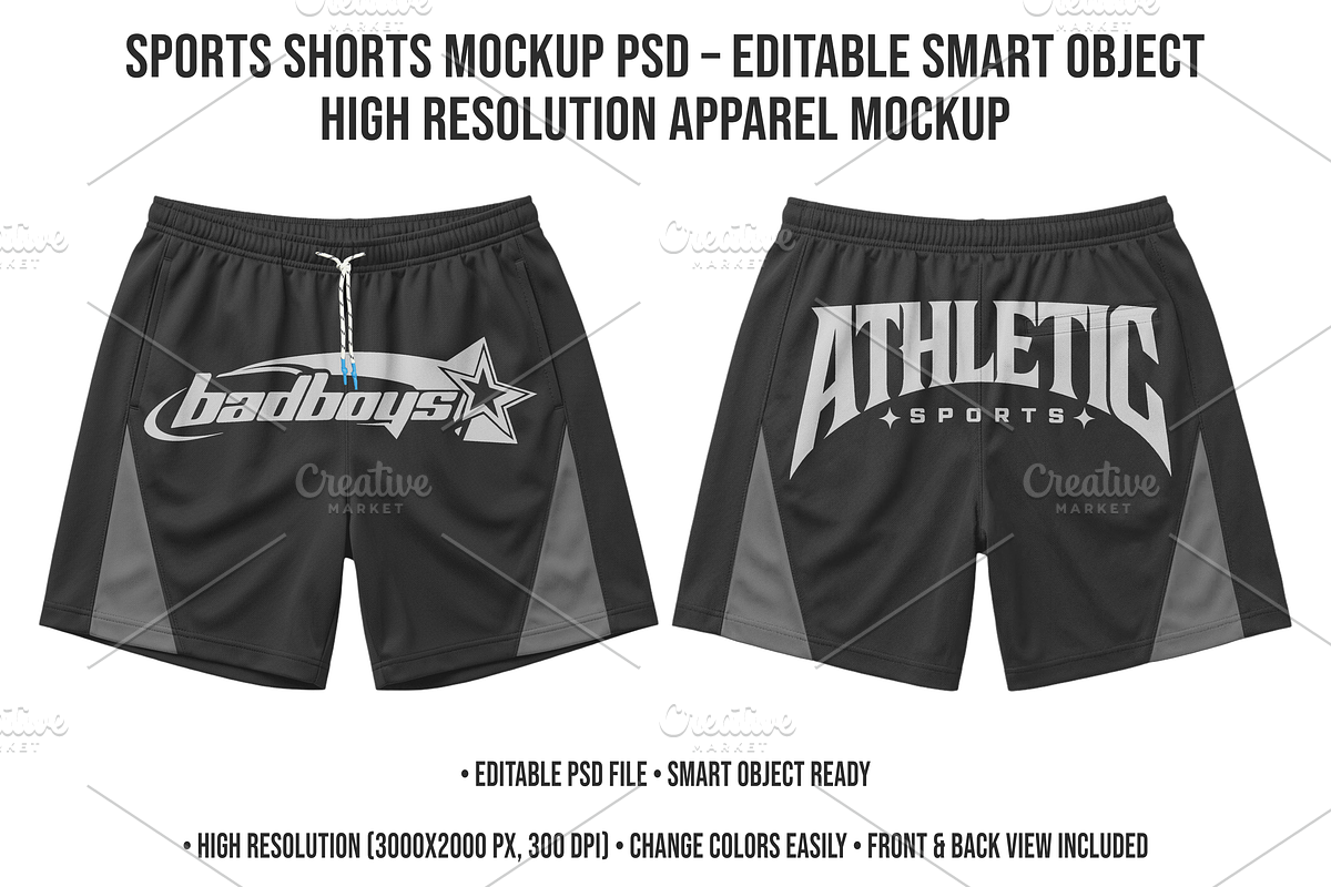 Sports Shorts Mockup Editable PSD, a Bottom Mockup by std.badboy (Photo 1 of 4)
