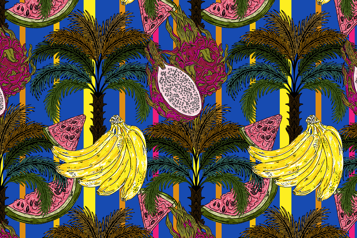Banana Watermelon Dragon Fruit, a Pattern Graphic by NayaChu (Photo 4 of 9)