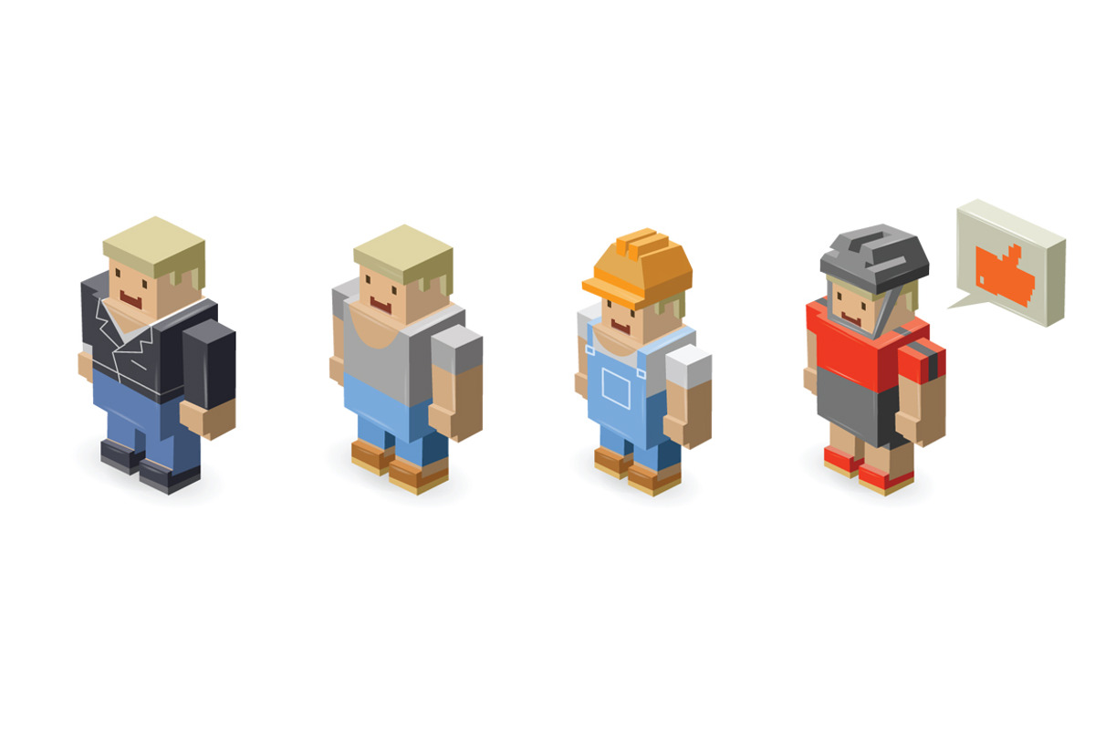 Vector isometric character, an Object Graphic by lemonoff
