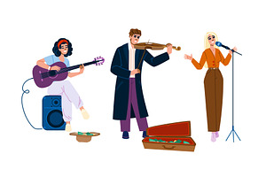 artist street musician vector, a Person Illustration by pikepicture
