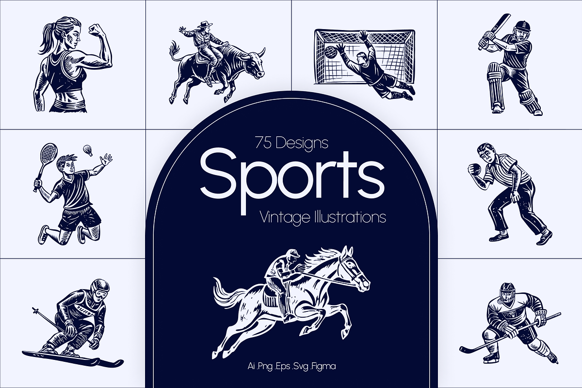 Vintage Sports Illustration Set, a Sport Illustration by Prosymbols (Photo 1 of 8)