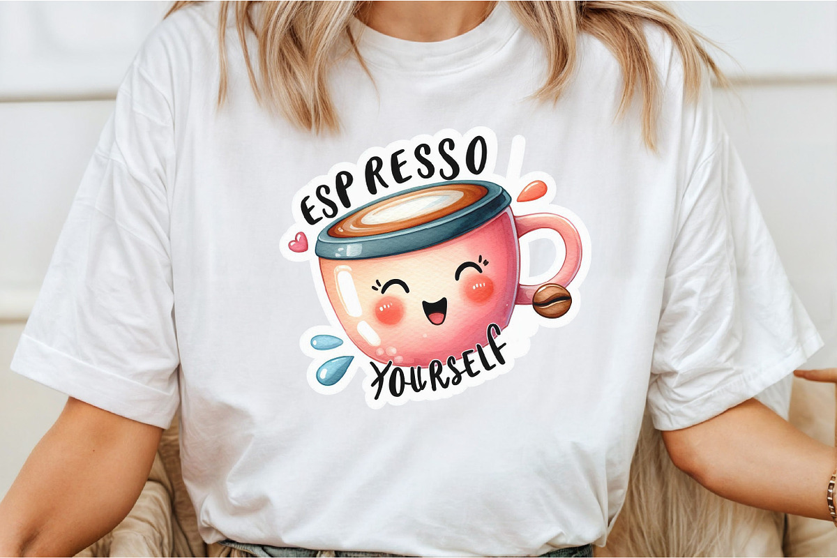 Funny, Espresso Your Self Sticker, an Illustration by DreamCafeArt (Photo 2 of 7)