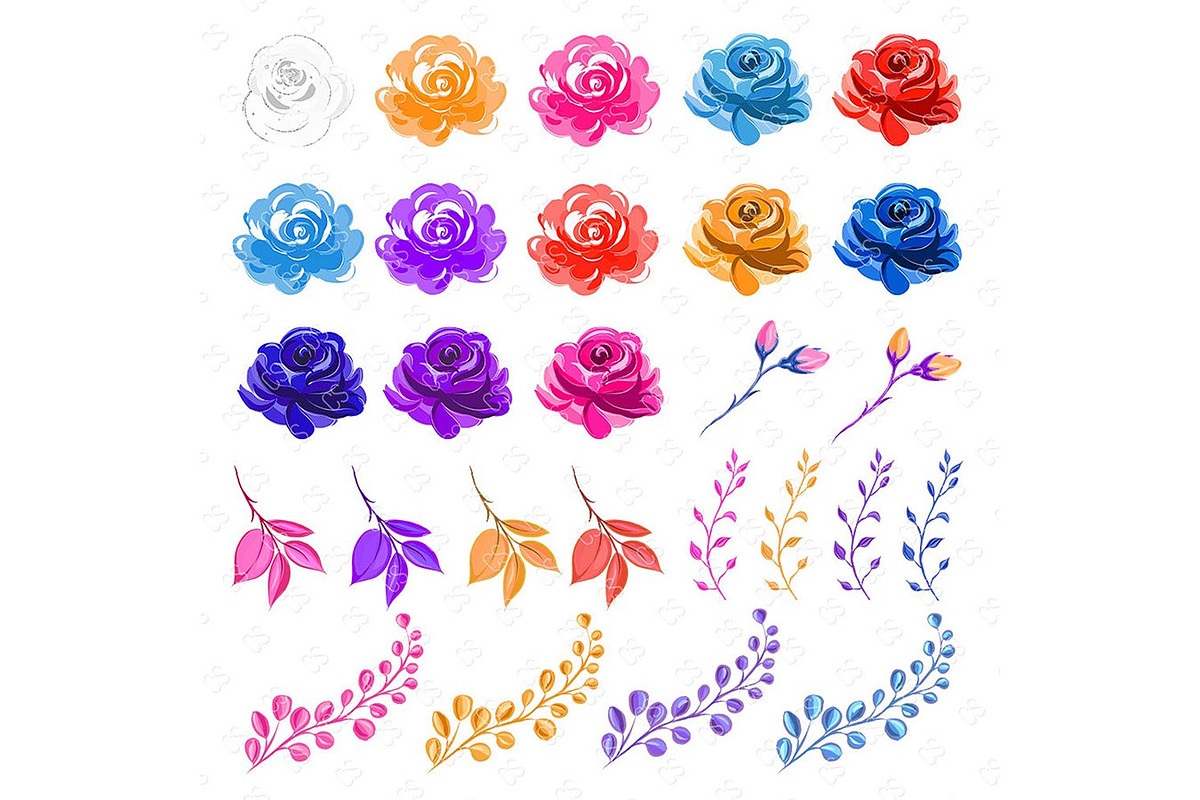 Floral clipart AND floral papers, an Illustration by Collart Studio (Photo 6 of 8)