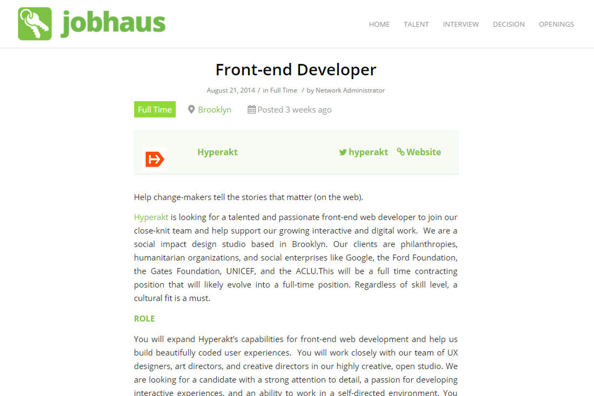 JobHaus - Job Listings Theme, a WordPress Template by Tiny Giant Studios (Photo 5 of 5)