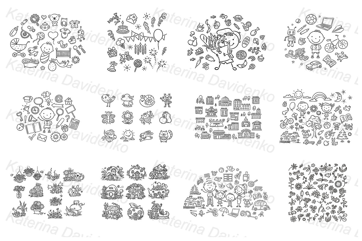 Cartoon child's drawing objects set, an Education Illustration by Bubert Art (Photo 5 of 7)