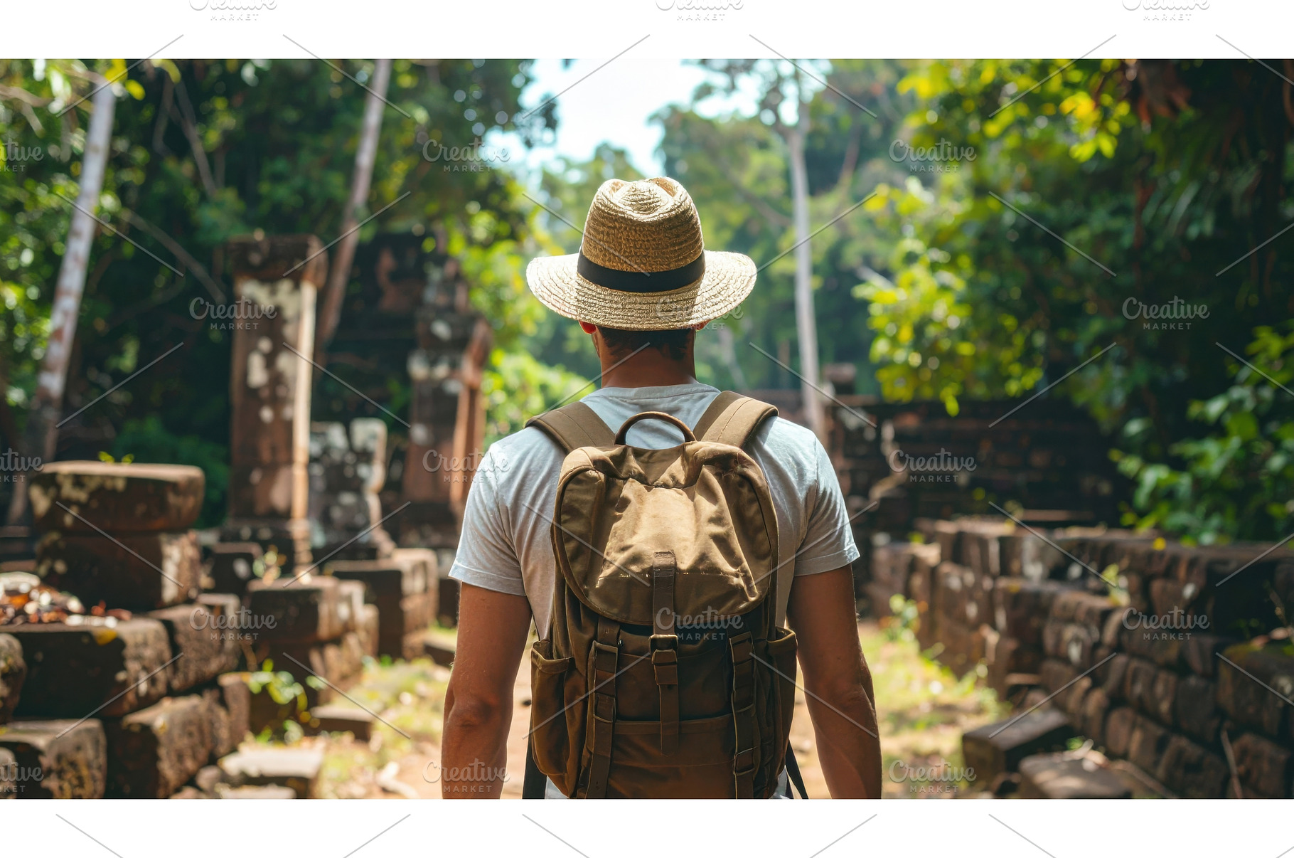 Traveler exploring ancient temple, an Architecture Photo by Igor Tichonow