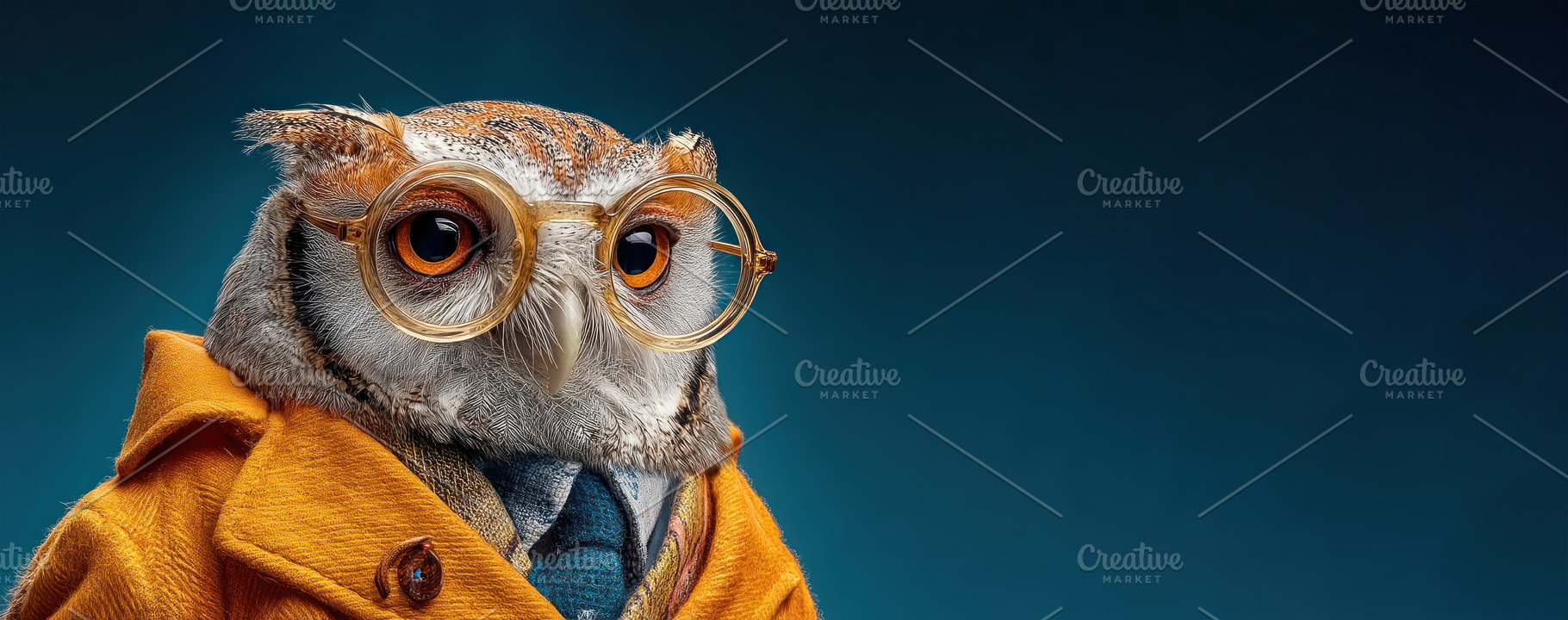 Intelligent owl wearing round glasses and elegant coat scholarly, an Animal Photo by José Manuel Gelpi
