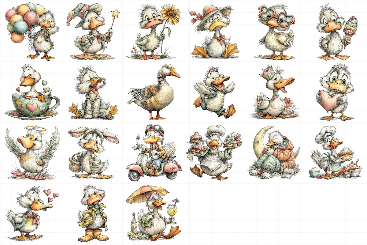 Cute Geese Clipart Sublimation, an Illustration by Daily.Designs (Photo 5 of 5)