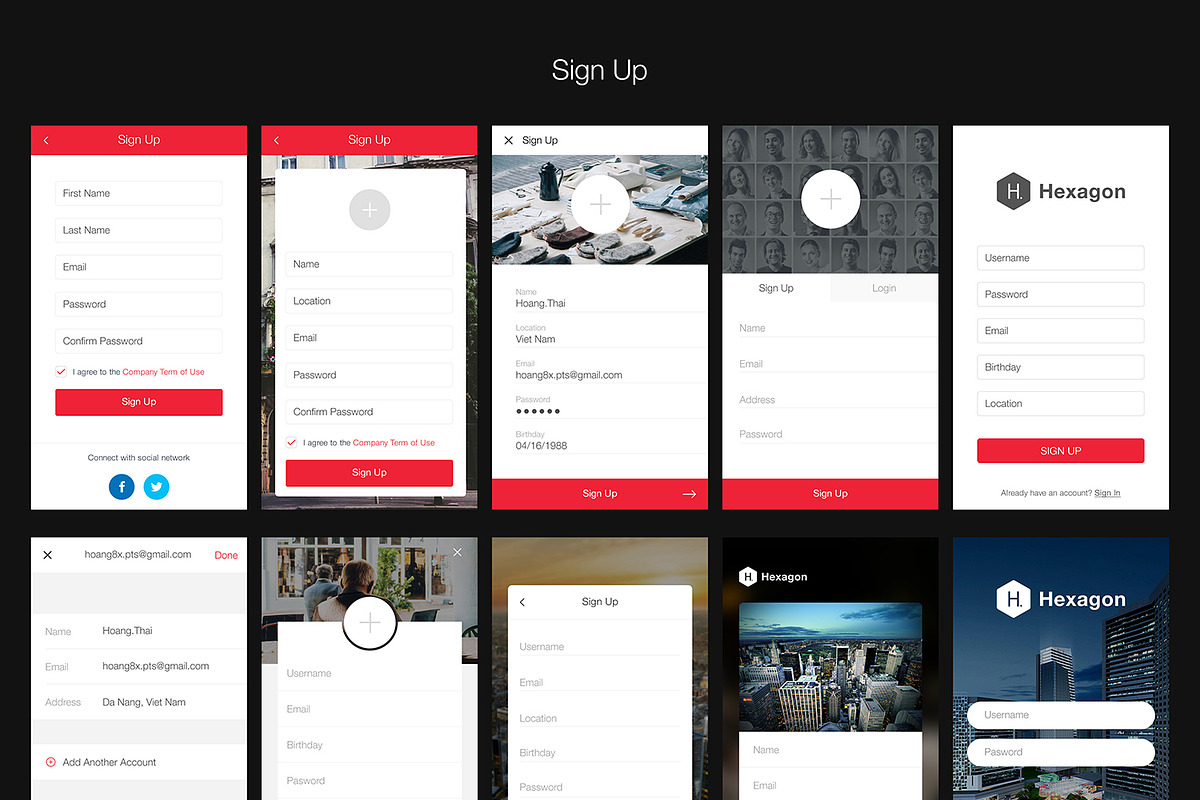 Hexagon Mobile UI Kit, an UI Kit Template by hoangpts (Photo 4 of 8)