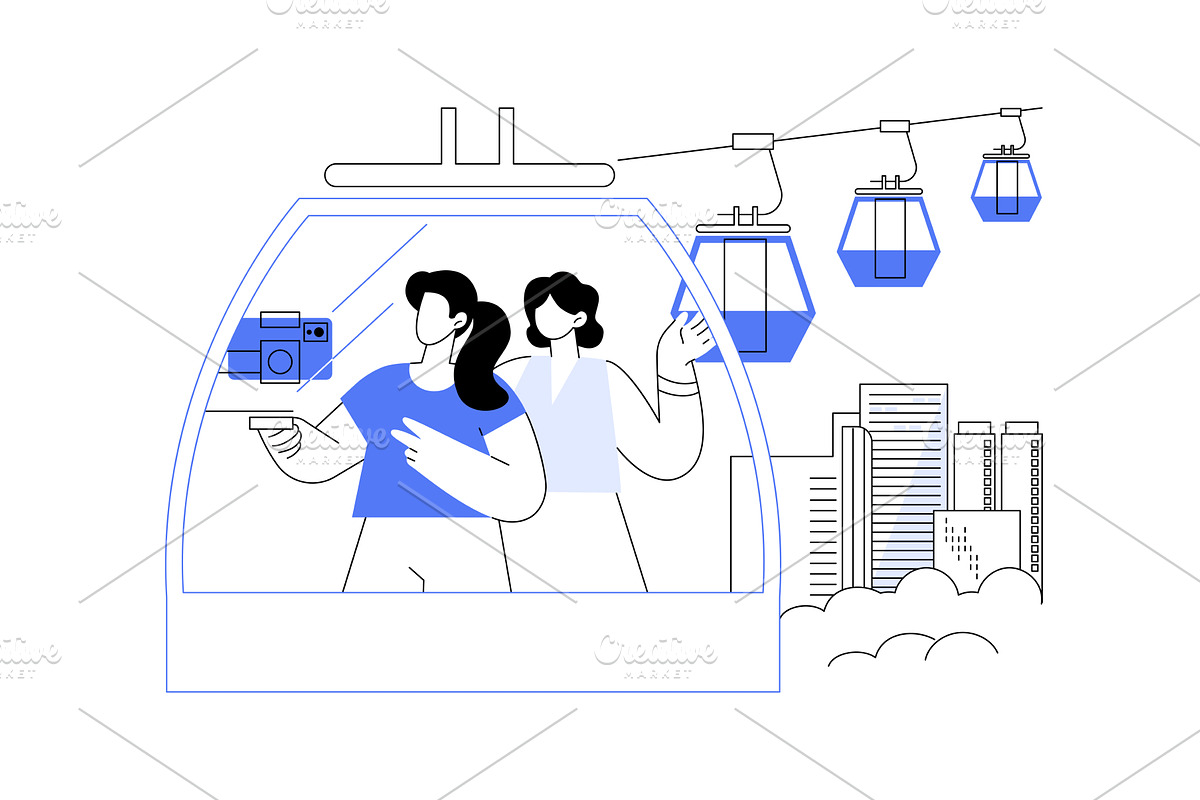 Cable car ride isolated cartoon, an Illustration by Visual Generation