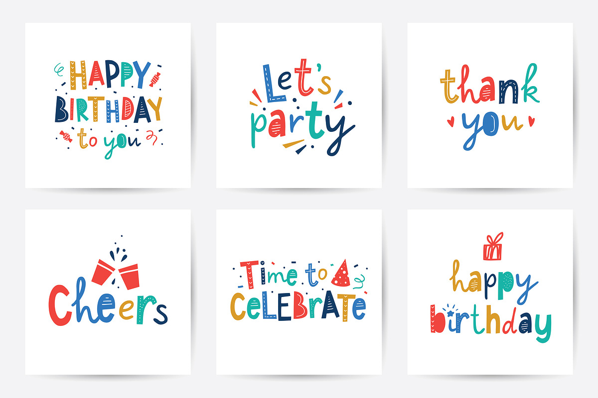 Birthday 6 cards with lettering, a Decorative Illustration by redcollegiya design (Photo 2 of 5)