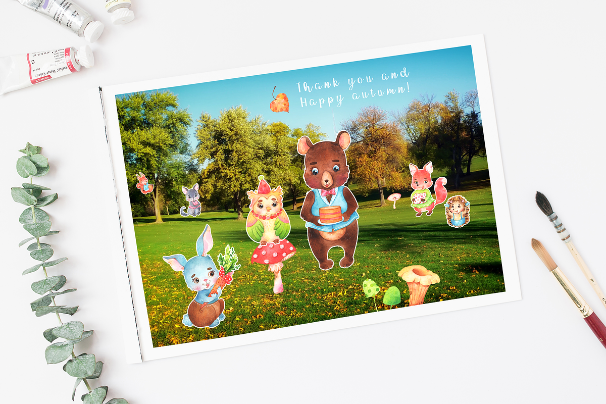 Autumn Woodland Party watercolor set, an Animal Illustration by Tatiana Troian (Photo 9 of 9)