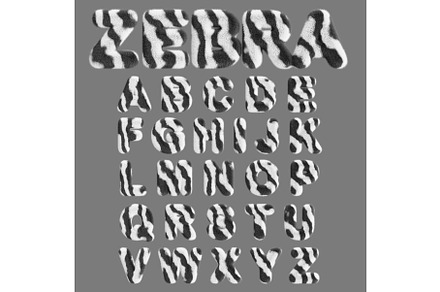 Zebra alphabet, fluffy font letters, an Animal 3D Model by Marozhkastudio