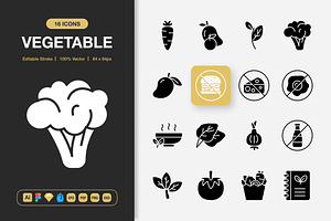 Vegetable Solid Icons, a Solid Icon by Spacepixel Creative