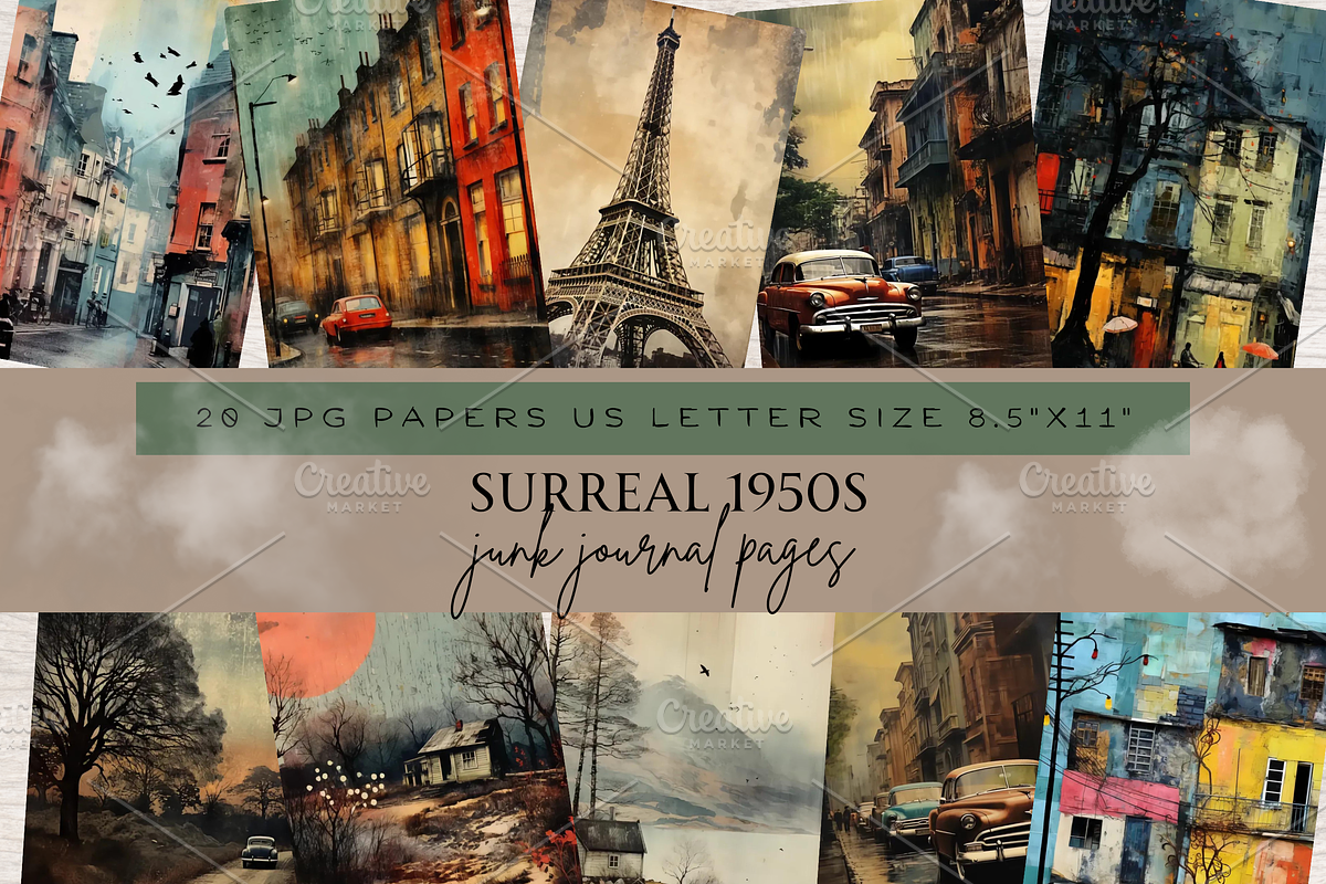 SURREAL 1950S JUNK JOURNAL KIT, a Decorative Illustration by Daring Digies (Photo 1 of 6)