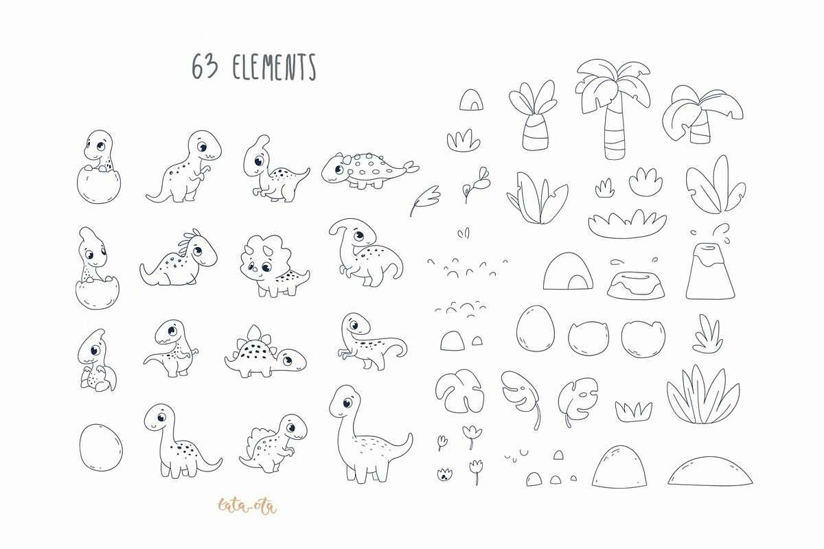 Cute baby dinosaur. Clipart, an Animal Illustration by tata_ota (Photo 3 of 13)