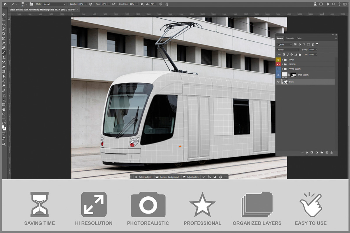 Urban Electric Train Advertising PSD, a Product Mockup by Bruno's Shop (Photo 2 of 3)