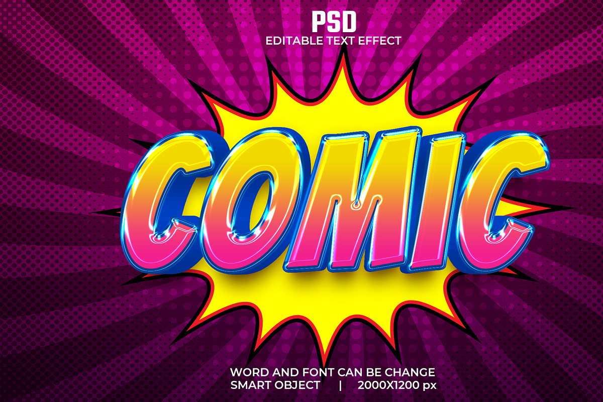 Comic 3d Editable Psd Text Effect, a Layer Style Add-On by bdrobin (Photo 2 of 2)