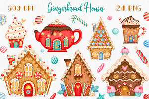 Christmas Gingerbread Houses Clipart, an Illustration by BonbonnyDesigns
