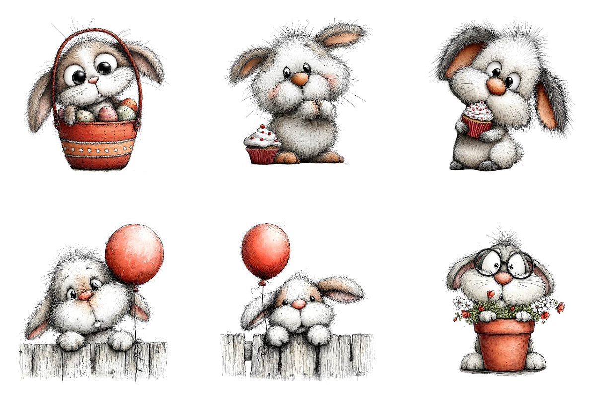 Funny easter bunny peeking clipart, an Illustration by CreationArt (Photo 3 of 7)
