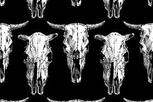 Cow And Bull Skull Set