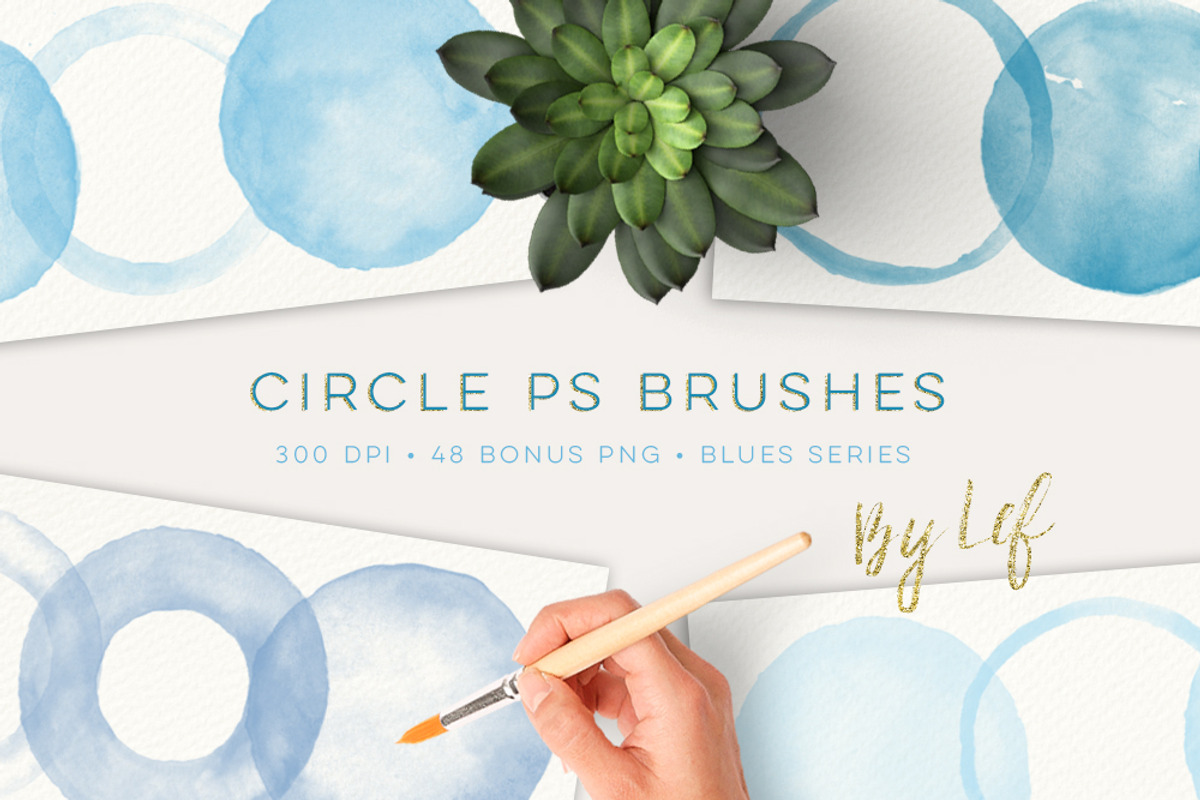 Blue Watercolor Photoshop Brush set preview 4