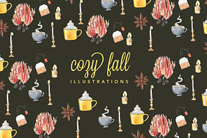 Cozy Fall Watercolor Illustrations