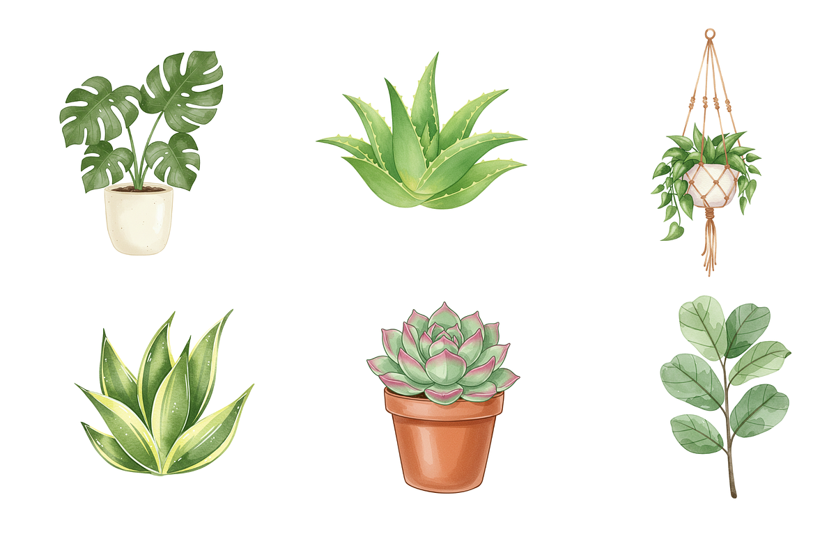 Watercolor House Plants Clipart, a Decorative Illustration by BerryPieArt (Photo 4 of 4)