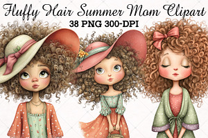 Fluffy Hair Summer Mom Clipart, an Illustration by RobertsArt