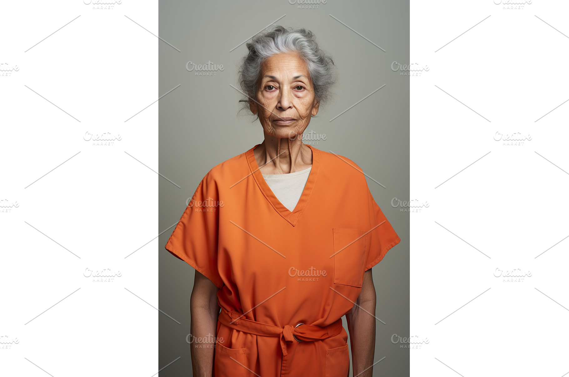 Elderly female in orange prison, a Person Photo by Lermont51
