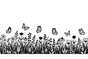 Floral Grass Border Silhouette Bundl, an Illustration by Amazin_art (Thumbnail 43 of 51)