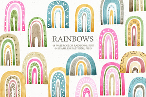 Watercolor Boho Rainbows Set