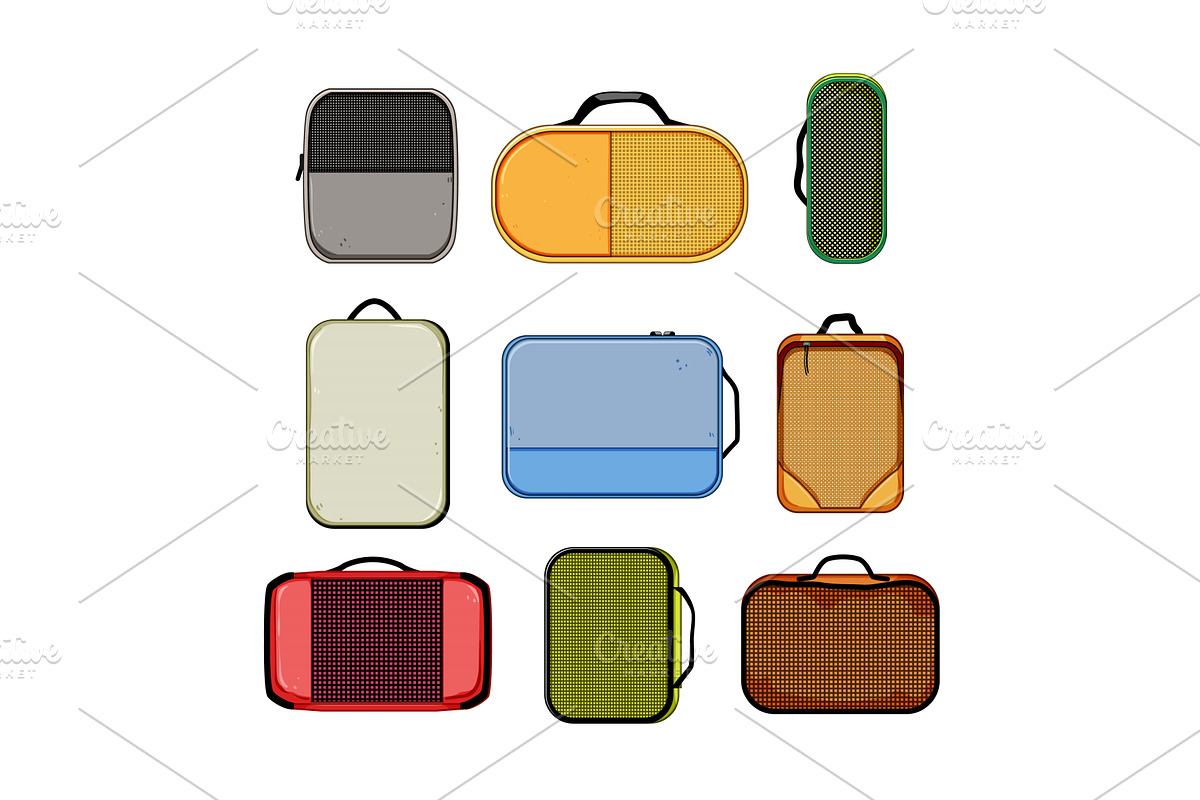 Travel packing cubes and luggage, an Object Illustration by pikepicture