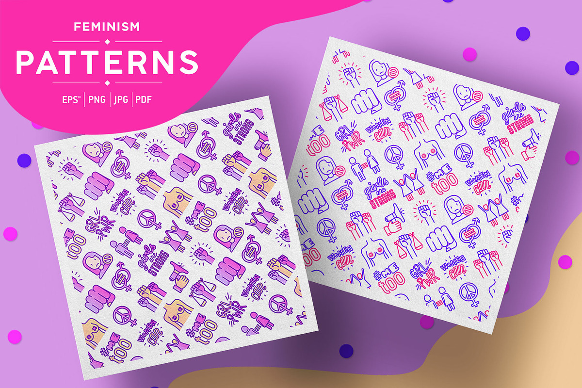 Feminism Patterns Collection, a Pattern Graphic by Alex Blogoodf (Photo 1 of 9)