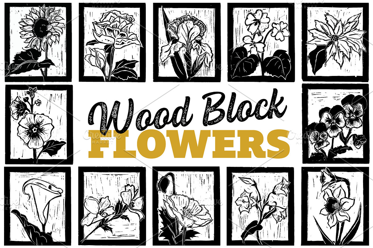 Wood Block Flowers, a Texture Illustration by Work by Laura (Photo 1 of 4)