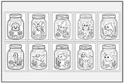 Sea Animal in a Jar Coloring Pages, an Animal Illustration by Lamia Emad (Thumbnail 2 of 5)